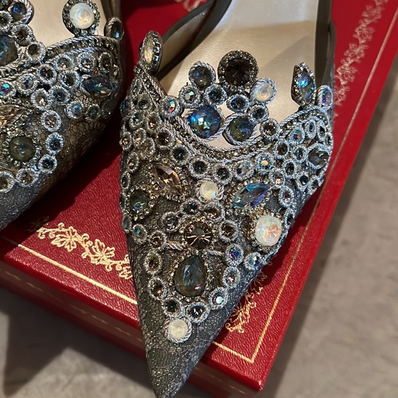 ✨RENE CAOVILLA✨ Veneziana 75 Crystal Lace Slingback Pumps - Brand New - Picture 6 of 14